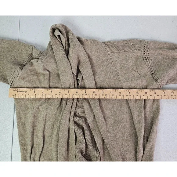 DKNY Jeans Women's XS Beige Open Front Shawl Collar Light Long Sleeve Cardigan - Picture 5 of 12